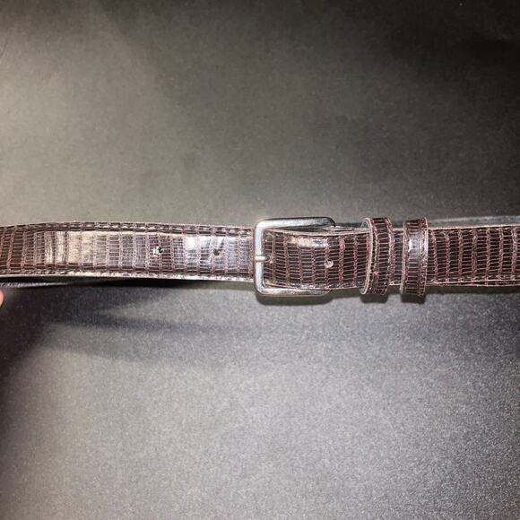 Brown Textured Faux Leather Gold-Tone Hardware Adjustable Belt Women's 37" - Picture 4 of 9